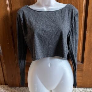 Forever 21 Charcoal Long Sleeve Crop Top